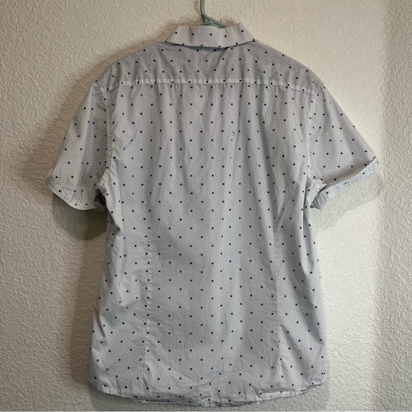 Coastal Polka Dots Nautical Short Sleeve Slim Button Up Shirt Mens Size XL - Picture 3 of 11